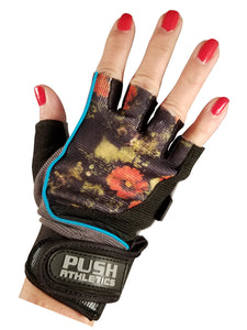 PUSH Athletic Women's Workout Gloves, Fall Flowers